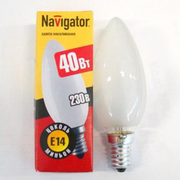 Электролампа свеча матов.Navigator В35 Е14 40Вт Электролампа свеча матов.Navigator В35 Е14 40Вт
